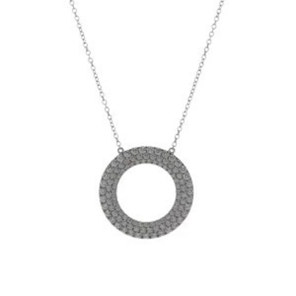 Tiffany Co Metro Circle Necklace White Gold WG Diamond